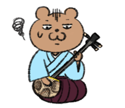Bear couple plays Okinawa SANSHIN sticker #13973546