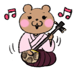 Bear couple plays Okinawa SANSHIN sticker #13973573