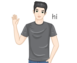 A young man in a gray shirt sticker #13984126