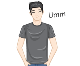 A young man in a gray shirt sticker #13984127