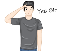 A young man in a gray shirt sticker #13984128