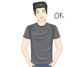 A young man in a gray shirt sticker #13984129