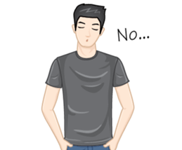 A young man in a gray shirt sticker #13984130