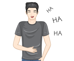 A young man in a gray shirt sticker #13984134