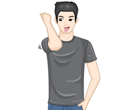 A young man in a gray shirt sticker #13984135