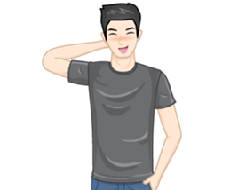 A young man in a gray shirt sticker #13984136