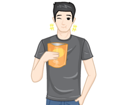 A young man in a gray shirt sticker #13984138