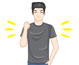 A young man in a gray shirt sticker #13984139