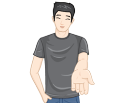 A young man in a gray shirt sticker #13984140