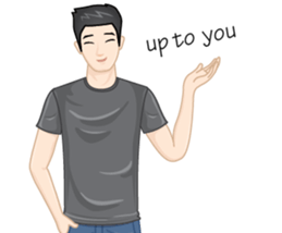 A young man in a gray shirt sticker #13984142