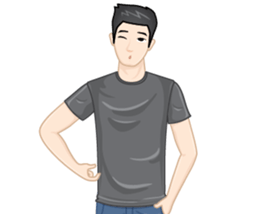 A young man in a gray shirt sticker #13984143