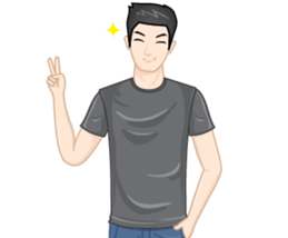 A young man in a gray shirt sticker #13984144