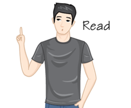 A young man in a gray shirt sticker #13984146