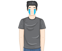 A young man in a gray shirt sticker #13984148