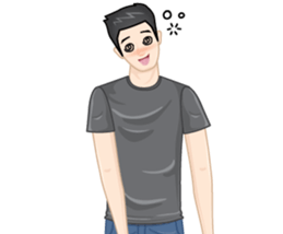 A young man in a gray shirt sticker #13984149