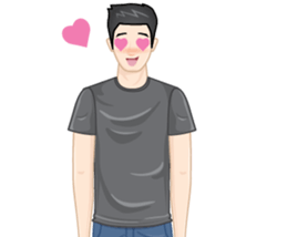 A young man in a gray shirt sticker #13984150