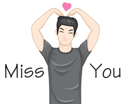 A young man in a gray shirt sticker #13984151