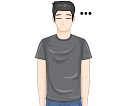 A young man in a gray shirt sticker #13984152