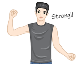 A young man in a gray shirt sticker #13984156