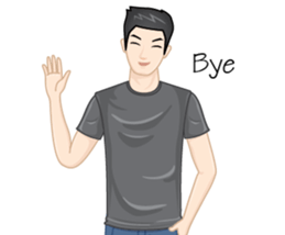 A young man in a gray shirt sticker #13984157