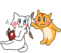 Fun friends of orange cat and white cat2 sticker #13991189