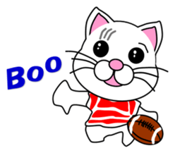 A white cat which plays rugby football sticker #13995307