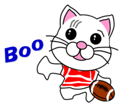 A white cat which plays rugby football sticker #13995307