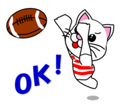 A white cat which plays rugby football sticker #13995314