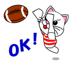 A white cat which plays rugby football sticker #13995314
