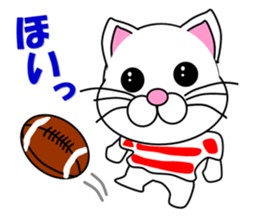A white cat which plays rugby football sticker #13995317
