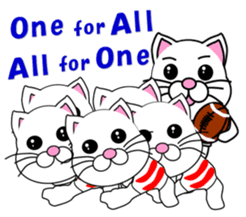A white cat which plays rugby football sticker #13995322