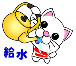 A white cat which plays rugby football sticker #13995335