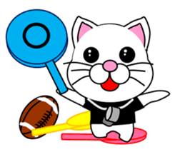 A white cat which plays rugby football sticker #13995338