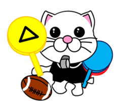 A white cat which plays rugby football sticker #13995339