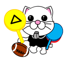 A white cat which plays rugby football sticker #13995339