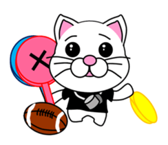 A white cat which plays rugby football sticker #13995340