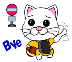 A white cat which plays rugby football sticker #13995341