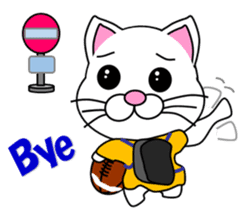 A white cat which plays rugby football sticker #13995341
