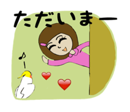 parakeet and girl 4 sticker #14026254