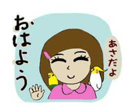 parakeet and girl 4 sticker #14026258