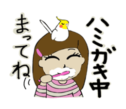 parakeet and girl 4 sticker #14026259