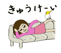 parakeet and girl 4 sticker #14026265