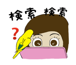 parakeet and girl 4 sticker #14026267