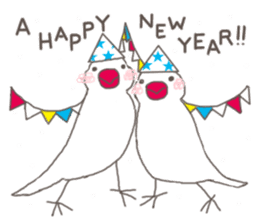 white Java sparrow (event of winter) sticker #14043571