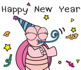 Pink Turtle : Happy New Year sticker #14051347