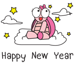 Pink Turtle : Happy New Year sticker #14051349
