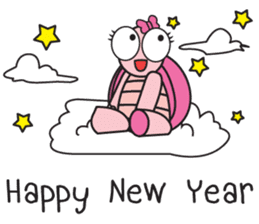 Pink Turtle : Happy New Year sticker #14051349