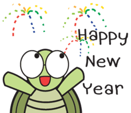 Green Turtle : Happy New Year sticker #14055060
