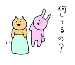 Rabbit's & Cat (Heartwarming) sticker #14061854