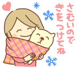 Sticker of girl and dog sticker #14077904